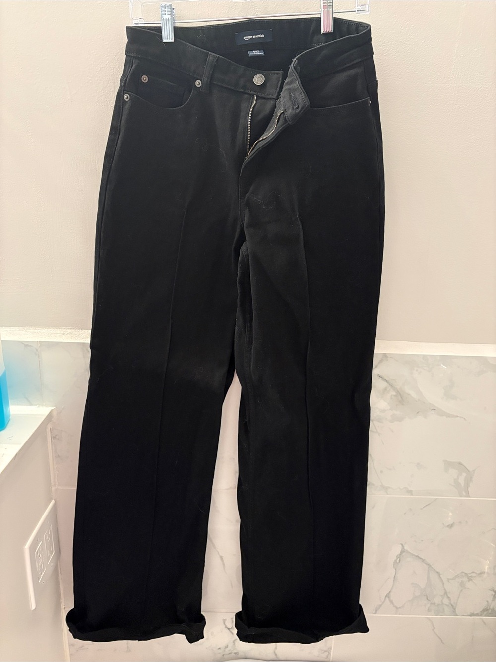 Amazon Essentials Black Straight-Leg Pants